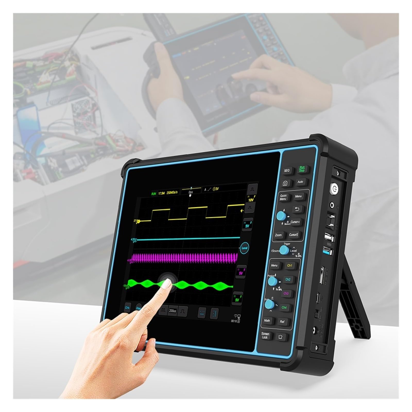 Osciloscopio digital Nuevo Osciloscopio Digital for tableta inteligente, 4 canales, 1G Sa/S, frecuencia de muestreo, pantalla táctil de 8 pulgadas, ancho de banda de 100 MHz,(With Bag)