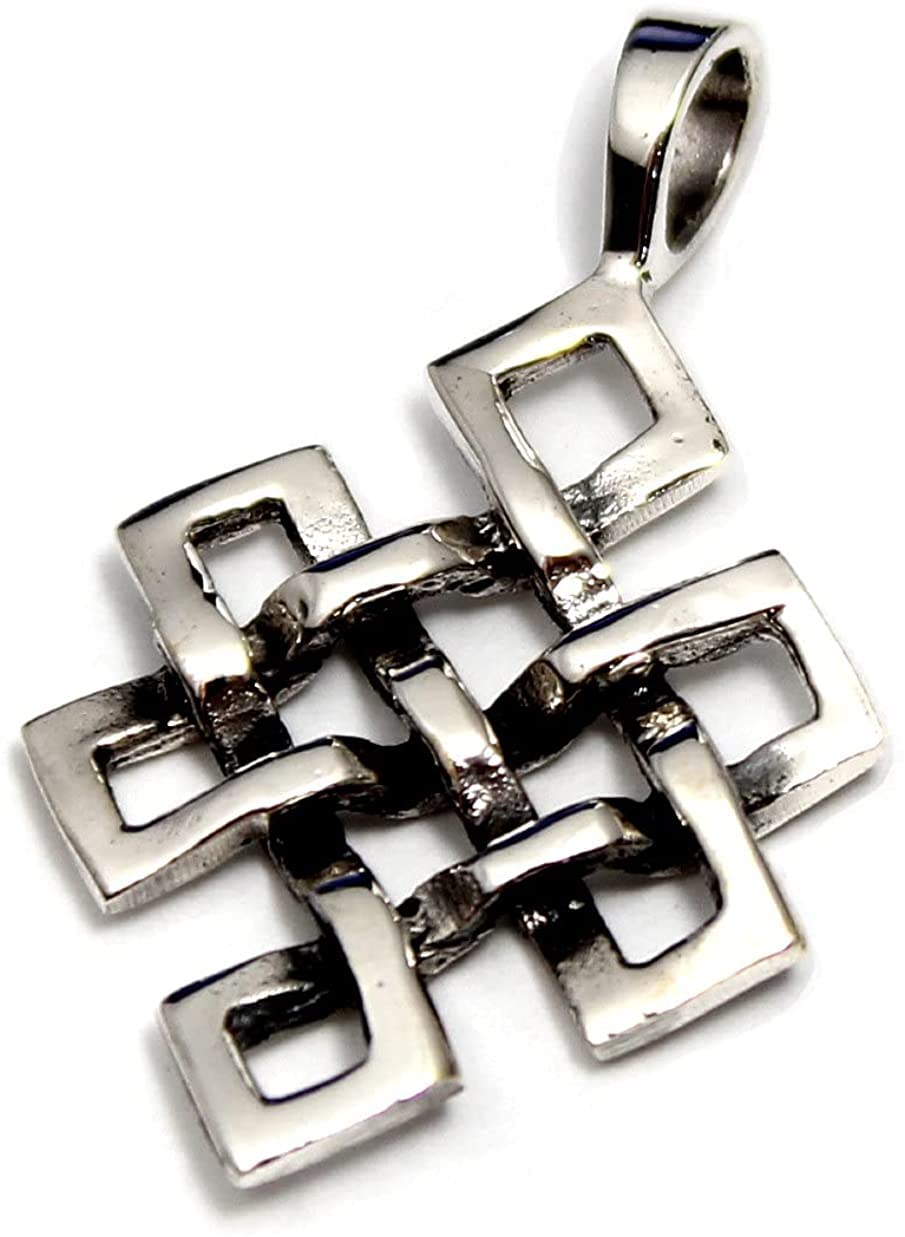 COSUMOSU Tibetan 925 Sterling Silver Amulet Pendant (Endless knot “palbeu”,Double Vajra Dorje) (Endless knot “palbeu”)