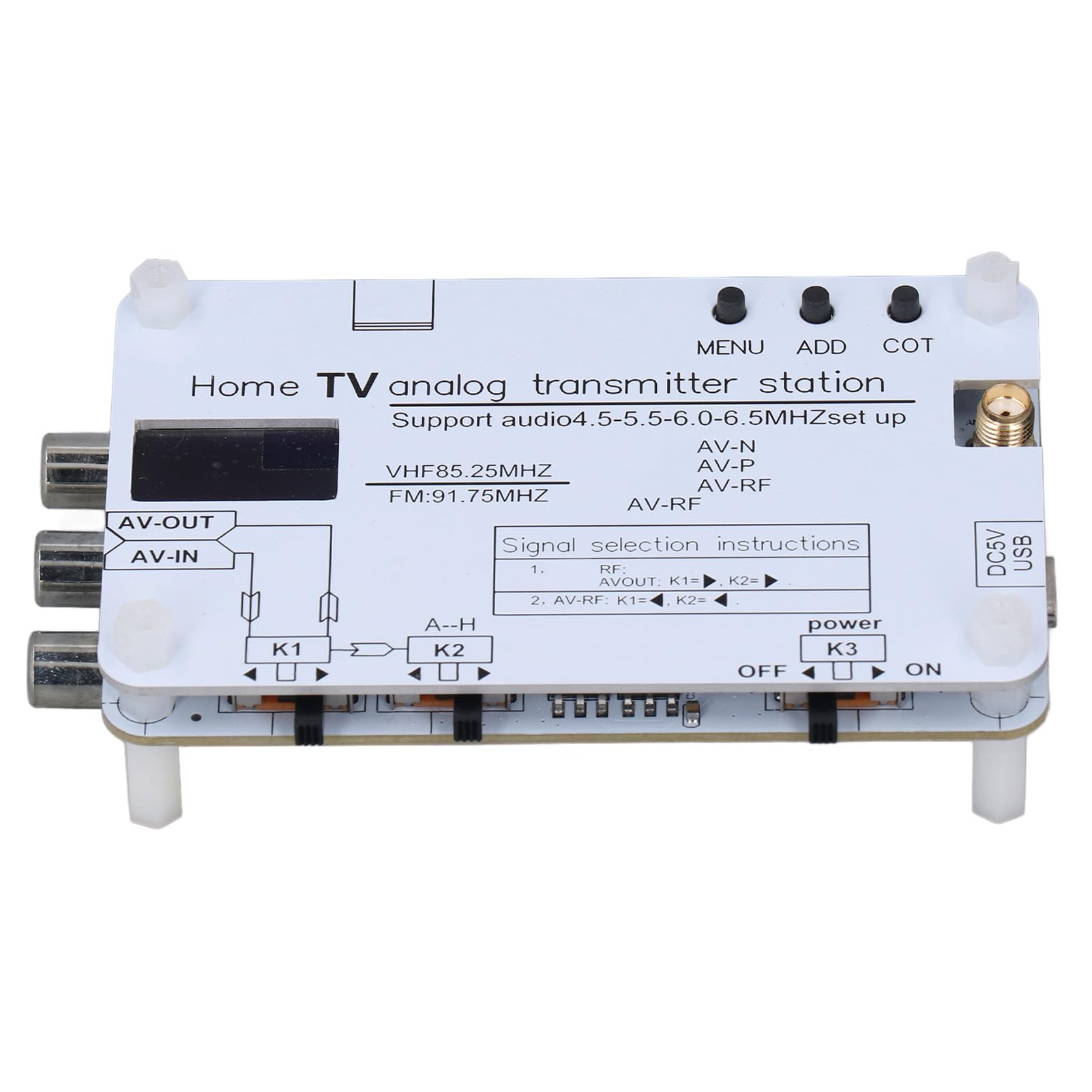 Trasmettitore di segnale TV analogico, AV HD Input, N a P Sistema, 20m Raggio, Frequenza VHF UHF, 4.5-6.5 MHZ Audio, DVD VCD PC Mobile Phone Sorgenti di segnale
