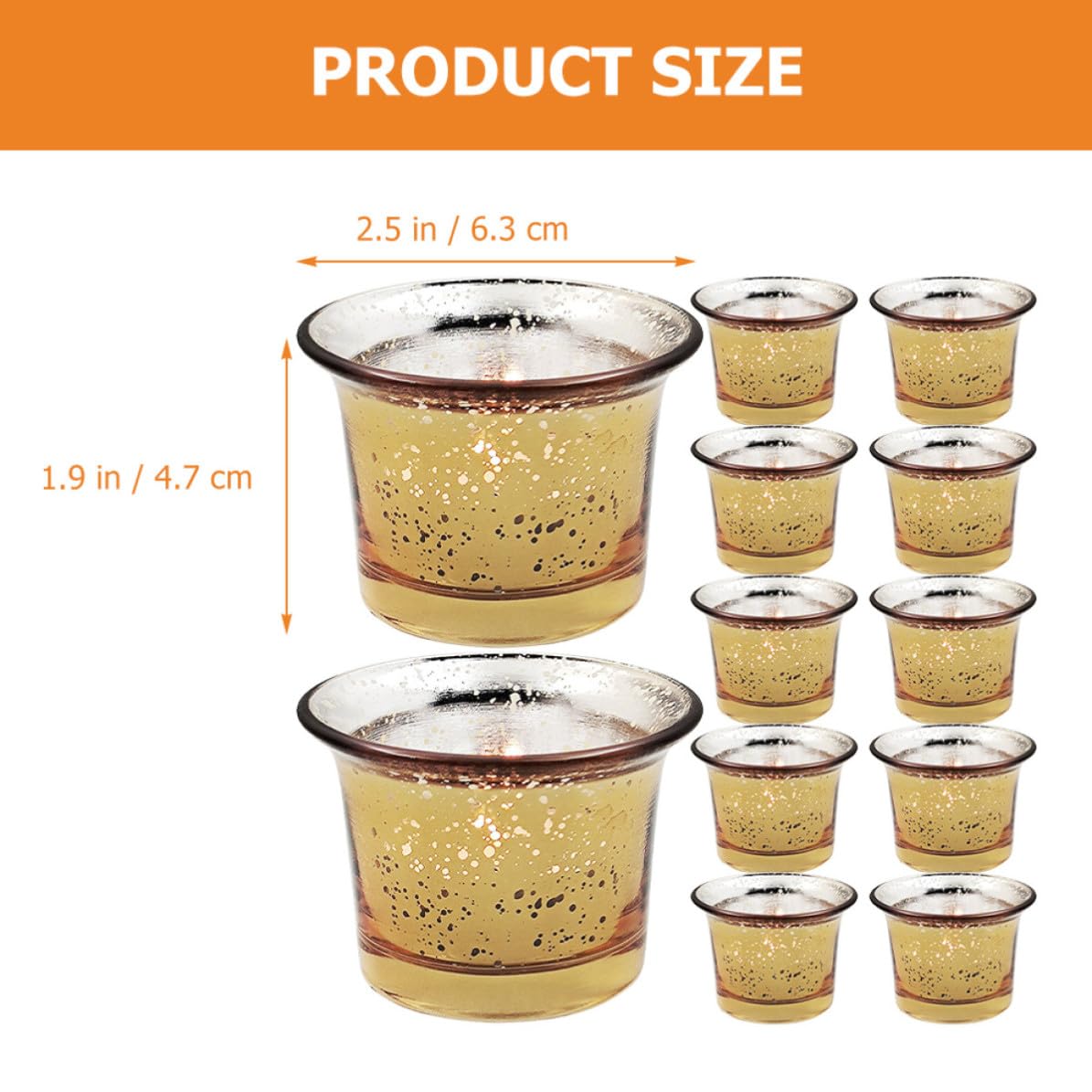 12 Stück Selbstgemacht Kerzenbecher aus Glas, Goldfarben