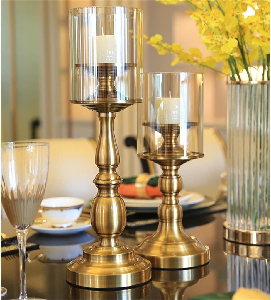 European Retro Candle Table Set up Metal Glass Cover Nordic Romantic Candlelight Dinner Props Home