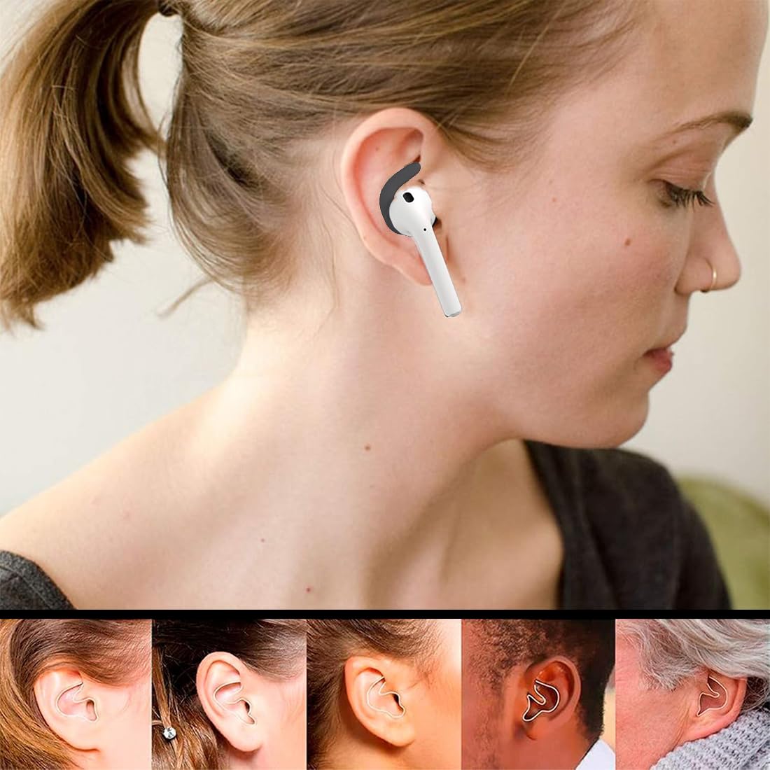 6 Paia Ganci per le orecchie compatibili con AirPods Pro 3 Auricolari Antiscivolo Gommini Auricolari Accessori [Aggiunta Custodia Porta]