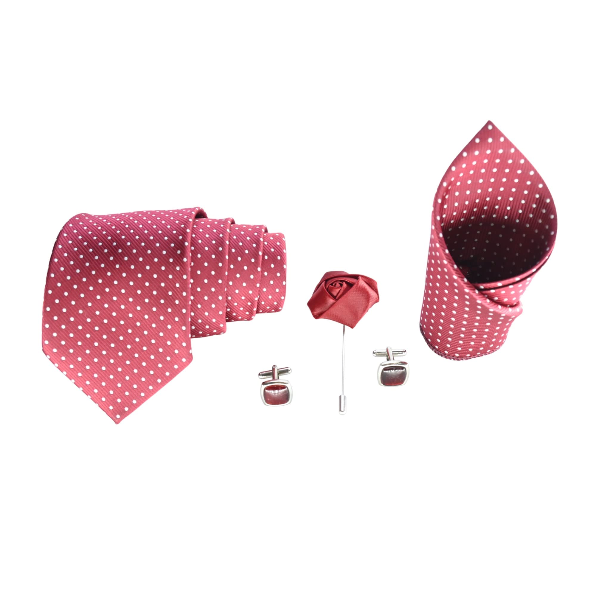 ARIXO Necktie For Mens Formal Gift Set With Pocket Square, Cufflinks & Brooch Pin Formal Tie (AR-Free Size) Free Size