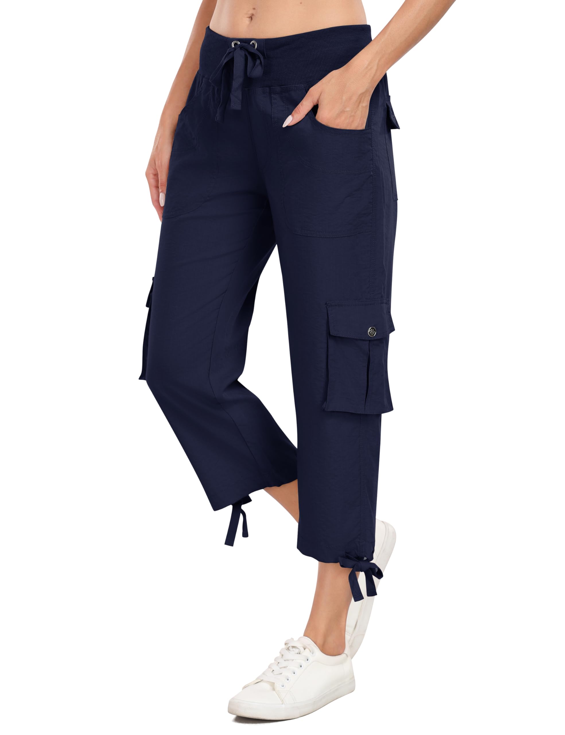 MoFiz Pantalones 3/4 Mujer Verano Pantalones Piratas Cargo de Senderismo y Viajes Pantalon Capri Informales de Moda con 6 Bolsillos