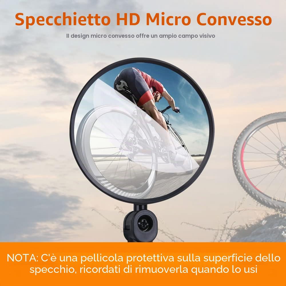 Flintronic Specchietto Retrovisore per Bicicletta, 2 Pezzi 360 ° Ruotabile Regolabile Grandangolare, Accessori per Tutte le Bici, Moto(15-30 mm)