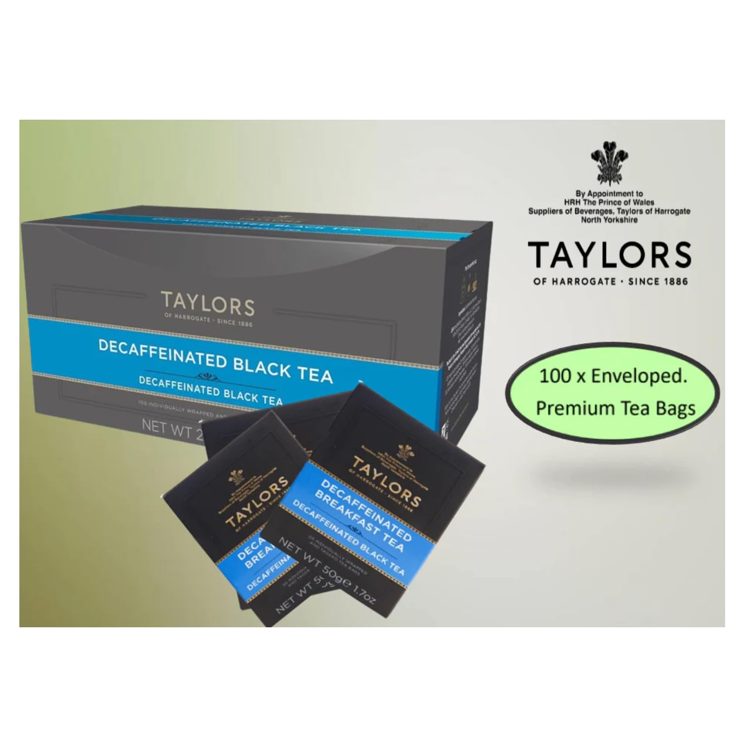 Taylors® | Angielska herbata bezkofeinowa na śniadanie, czarna | Opakowanie czarnej herbaty Ho.Re.Ca | 100 indywidualnie pakowanych filtrów do czarnej herbaty (250 gr)