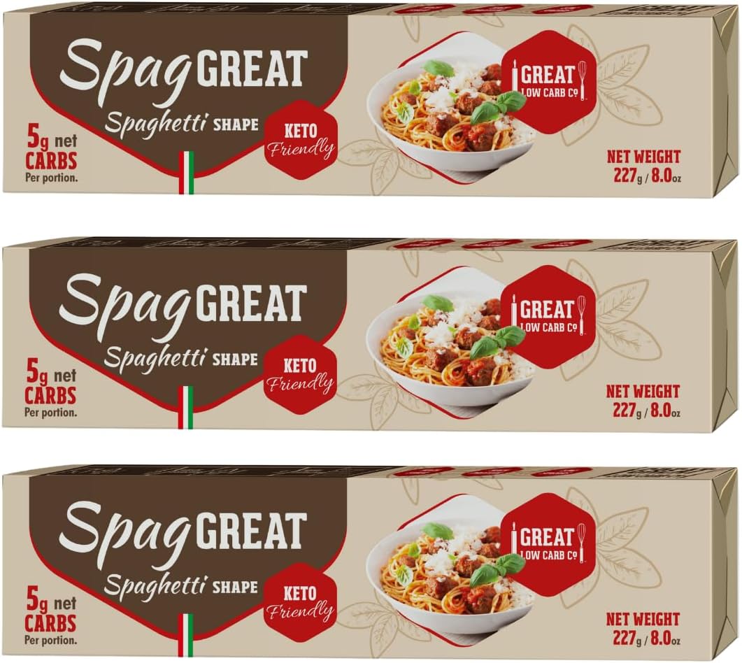 Low Carb Spaghetti, High Protein, Great Low Carb Bread Company, 5g Net Carbs, 19g Protein, Keto-Friendly (3 Pack)