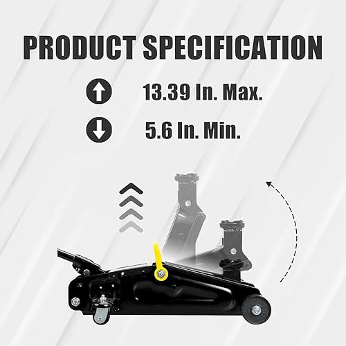Miniatura 2 de BIG RED AT82012B Torin - Gato hidráulico para carretilla de serviciopiso con funda de almacenamiento para moldeo por soplado, capacidad de 2
