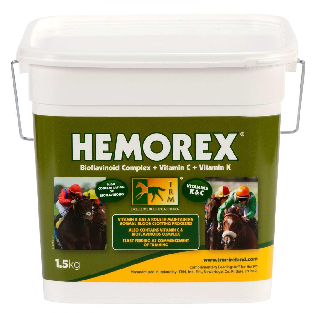 Thoroughbred Remedies TRM Hemorex Powder Horse Feed Supplement | Contains Vitamin C, Vitamin K, and Bioflavinoids for Healthy Blood Vessels and Lungs - 1.5 kg