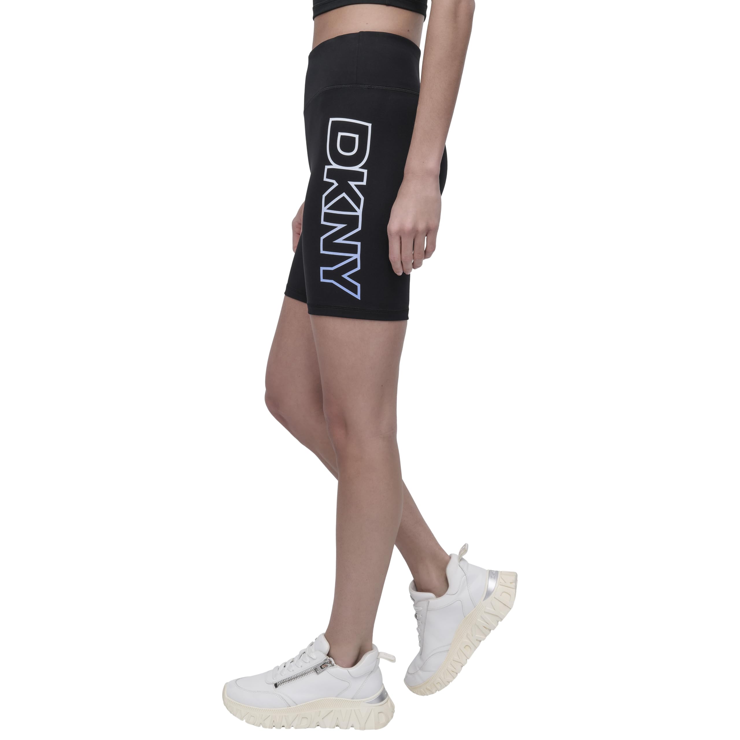 DKNY Ombre Logo Compression High Waisted Bike Short - Shorts - Short de Cyclisme Taille Haute de Compression avec Logo ombré - Femme