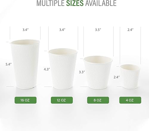 Vista 170 de Vasos de café de papel aislado de pared corrugada, 8 oz, Anaranjado