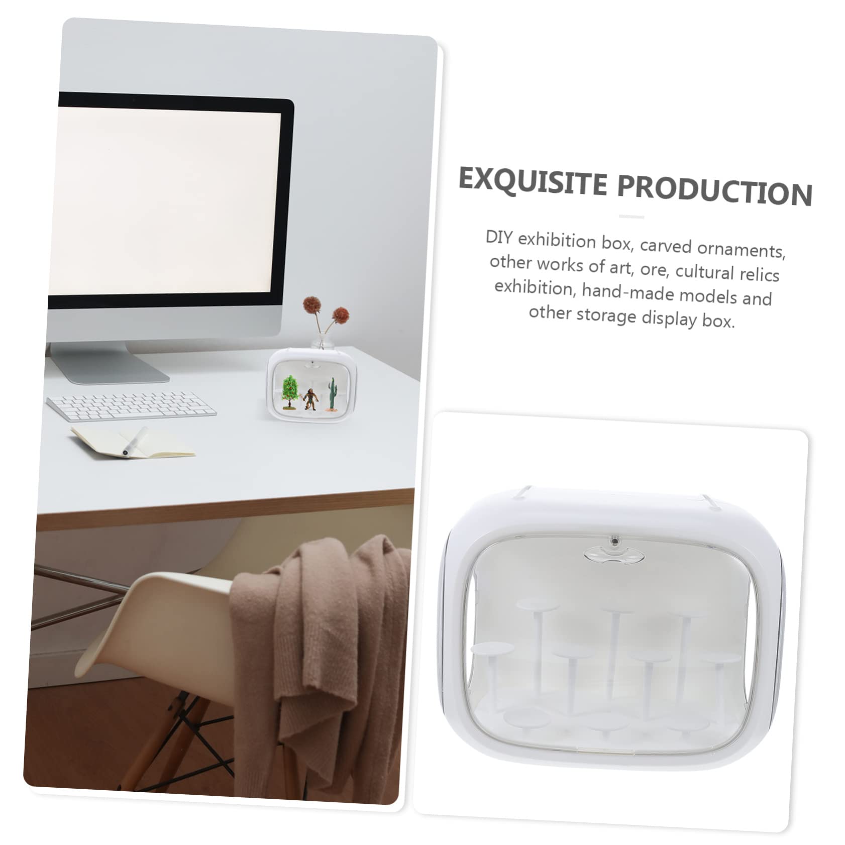 Vitrina de Figuras de Gran Capacidad en Color Blanco para Escritorio