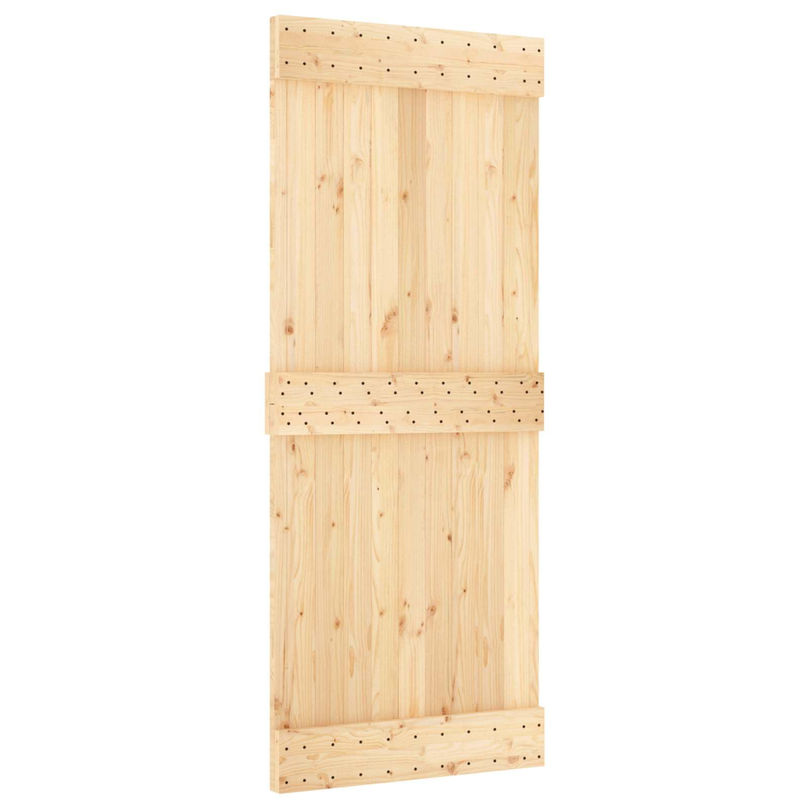 Vidaxl Natural And Black Sliding Door Narvik 85 X 210 Cm (213.5 Cm), Sleek Sliding Door Track, Space-Saving Barn Design, Timber Rail For Home Decor, Room Divider At Home