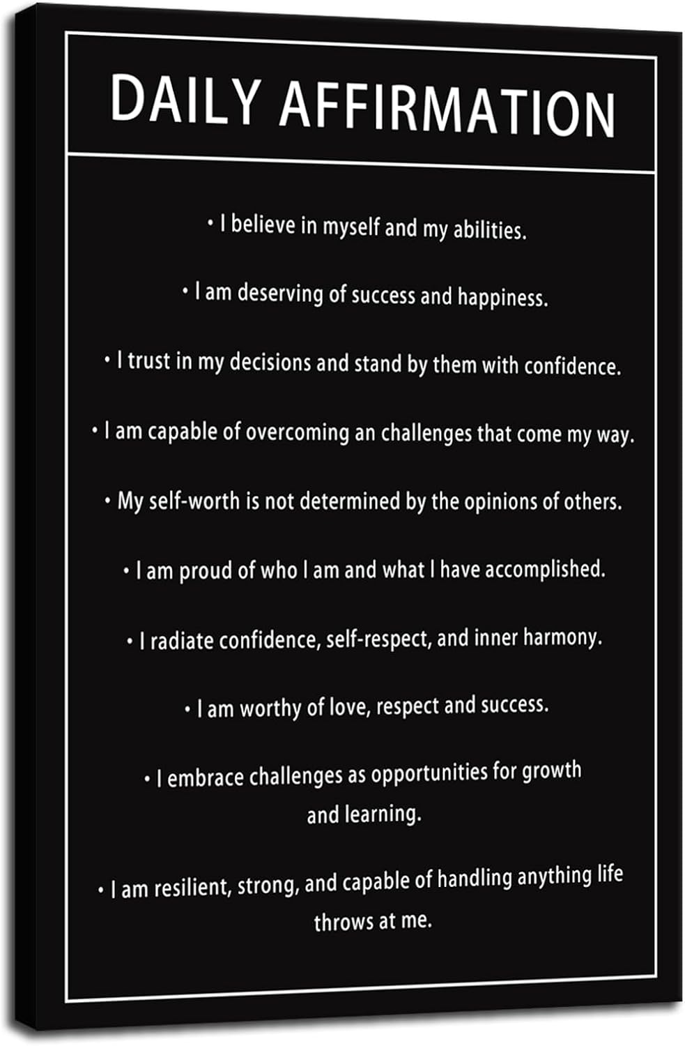 Motivational Canvas Office Print Wall Art Inspirational Picture Daily Affirmations Positive Inspiring Painting Poster Artwork Living Room Gym Office Home Decor Framed Ready to Hang[12''W X 18''H]