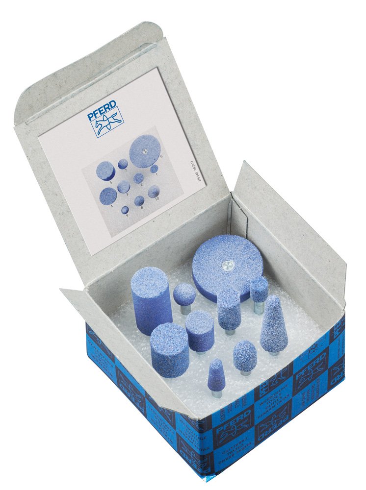 PFERD 10 Piece Ceramic Grain Mounted Point Set, 1/4" Shank, 46 Grit - Part 39003