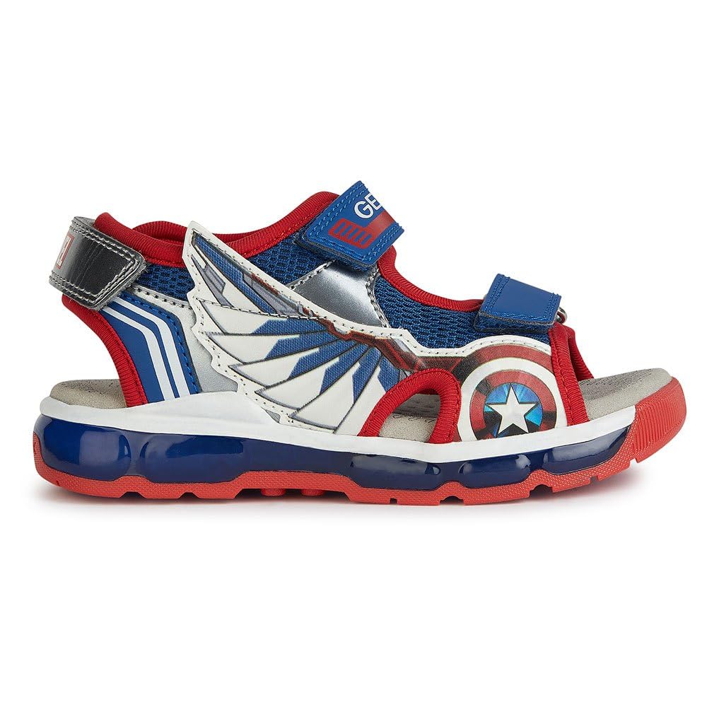 Geox Boys J Android Boy Sandal, Blue Red, 34 EU