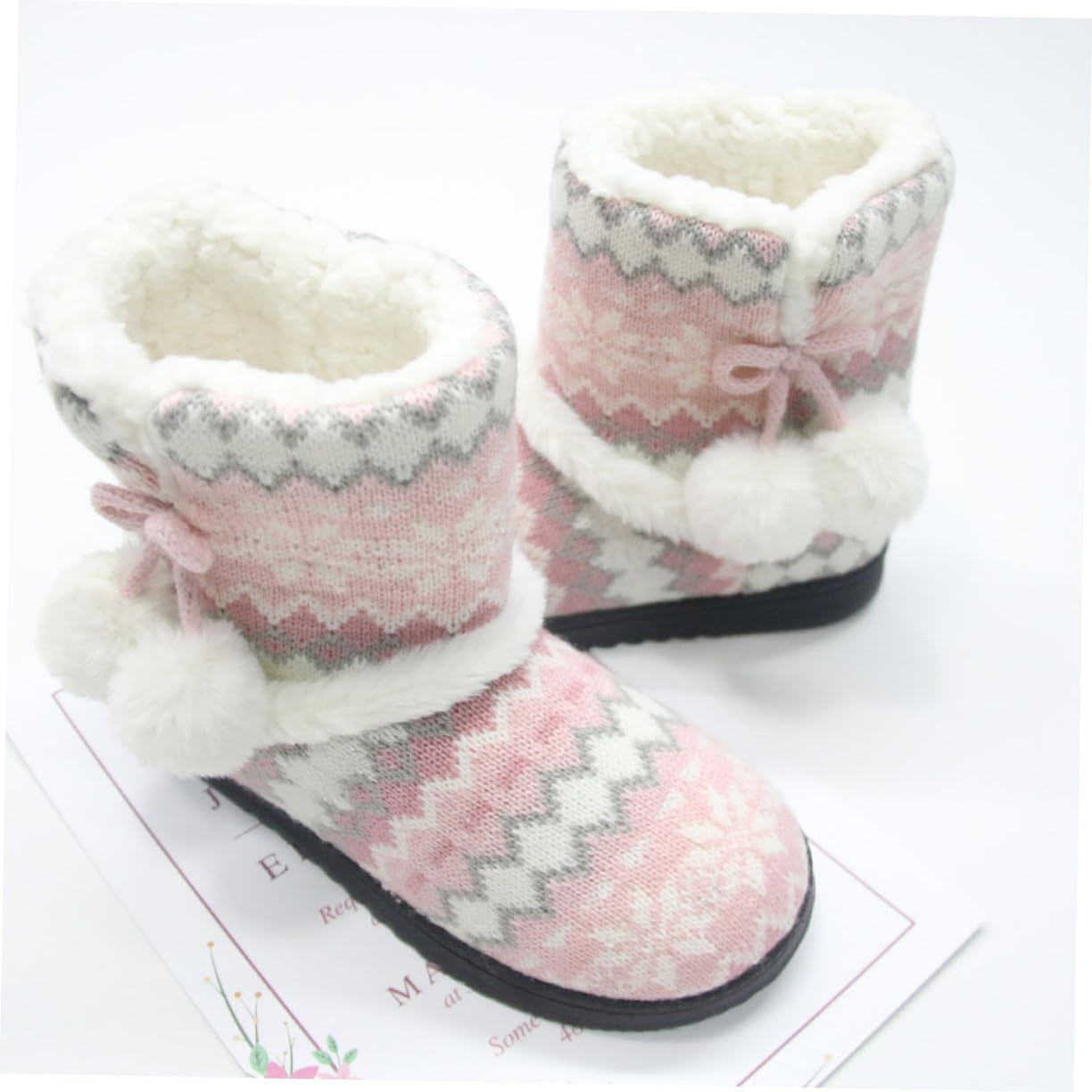 VALICLUD Pantofole Invernali Donna in Cotone, Ciabatte Pelose Suola in Gomma Antiscivolo, Scarpe Calde per Casa Fodera in Pu, Stile Classico per Inverno