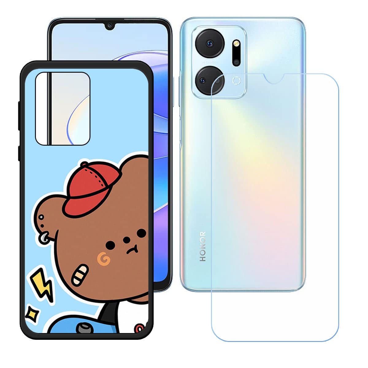 HGJTF Cover per Honor X7a (6.75) con 1 Pezzi Pellicola Vetro temperato, Custodia Protettiva in TPU in Silicone Ultra Morbido Clear Antiurto per Honor X7a - Ragazza