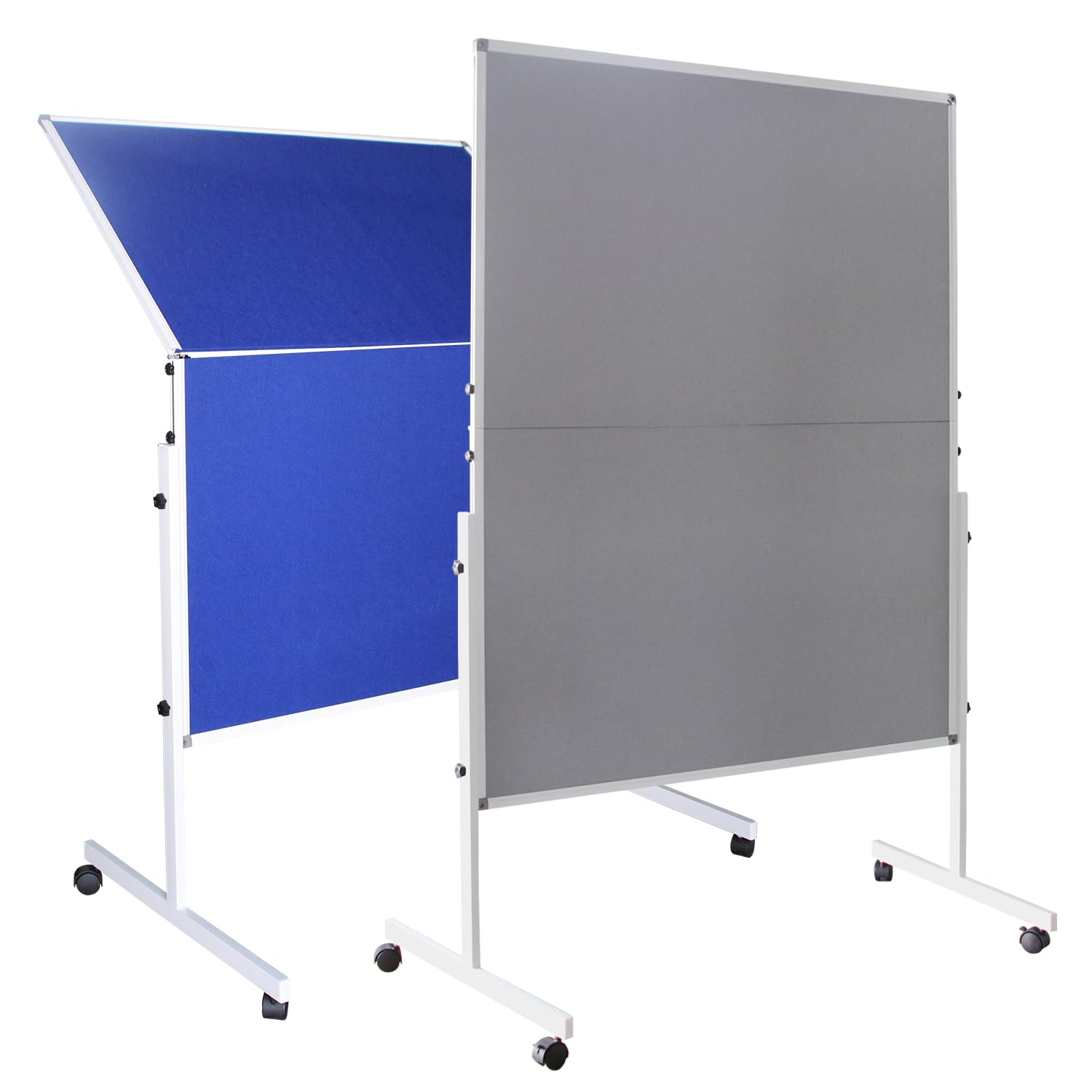 XIWODE Tablón de anuncios de tela azul plegable móvil de doble cara, con soporte, 150 x 120 cm, pantallas móviles independientes, para presentación y presentación