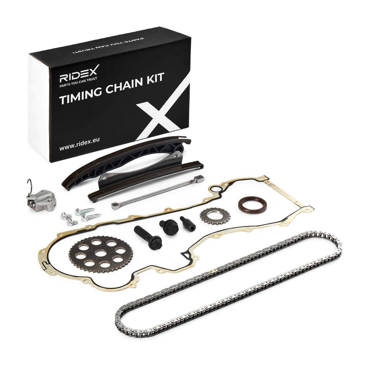 RIDEX 1389T0002 Kit catena distribuzione con guarnizione con bulloni/viti con ingranaggio Compatibilità con OPEL Corsa D Hatchback S07