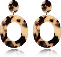 YAHPERN Acrylic Statement Earrings for Women - Geometric Drop Dangle Hoop Earrings, Lightweight Resin Leopard Floral Designs