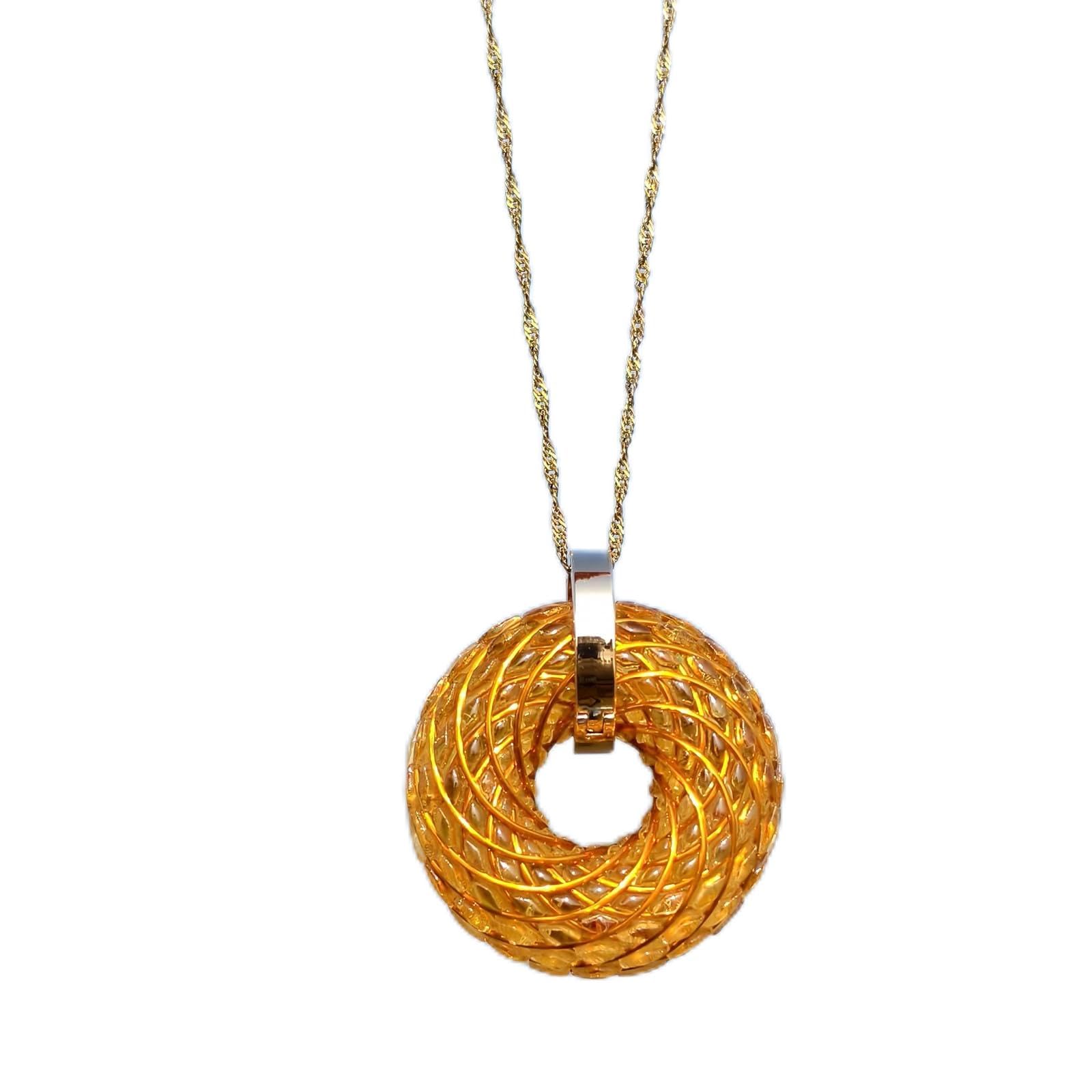 THYXGS Pendant Rodin Coil Necklace, Earth, 1.77" Double Vortex Spiral