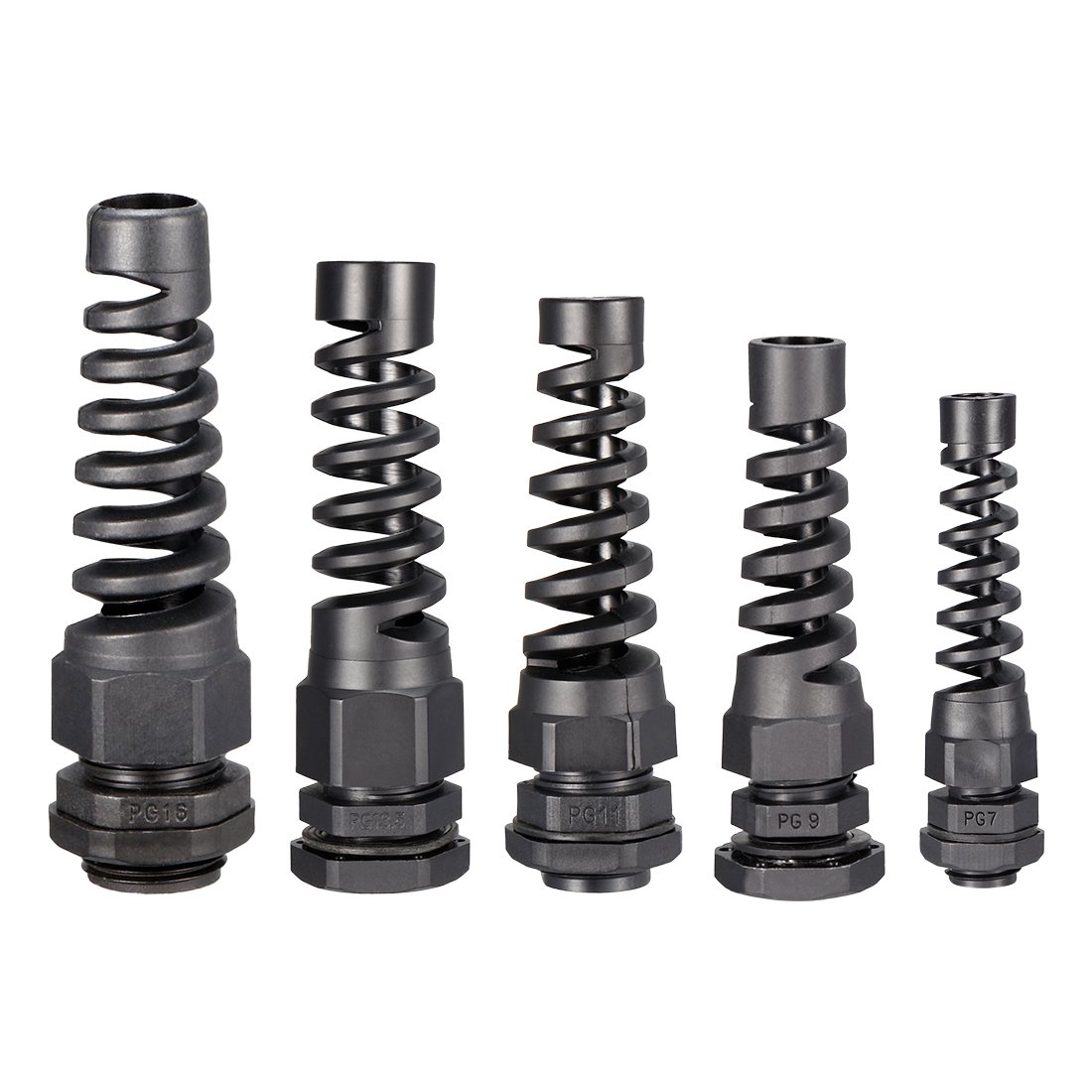 uxcell 25Pcs PG7 PG9 PG11 PG13.5 PG16 Cable Gland Black Waterproof Plastic Joint with Strain Relief-image-15