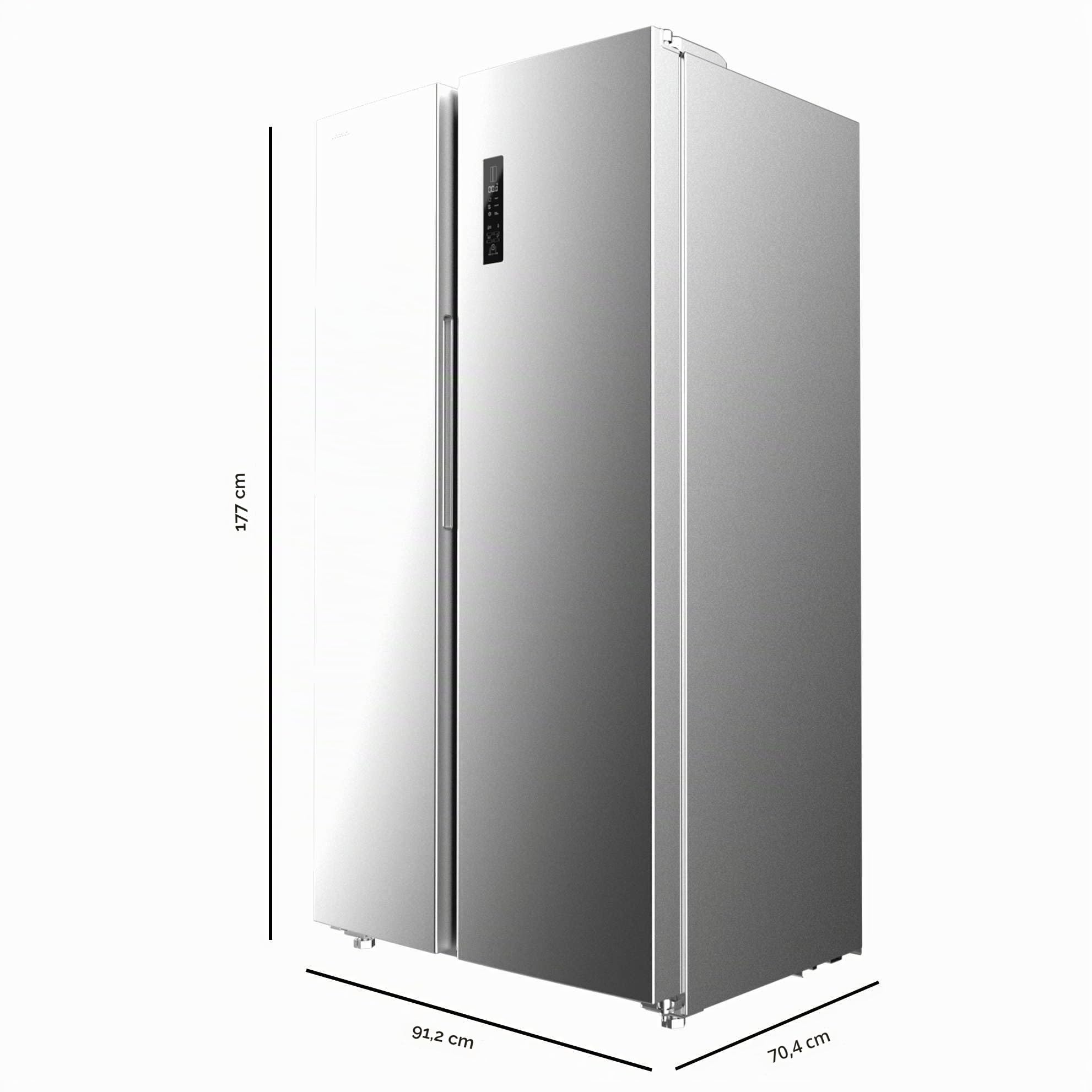 Cecotec Amerikanischer Kühlschrank Side By Side - 562 l - Bolero CoolMarket SBS 562 Inox E. 177x91,2 cm, Inverter Plus Kompressor, geringer Verbrauch, No Frost, Multiairflow, Schnellkühlung, Edelstahl