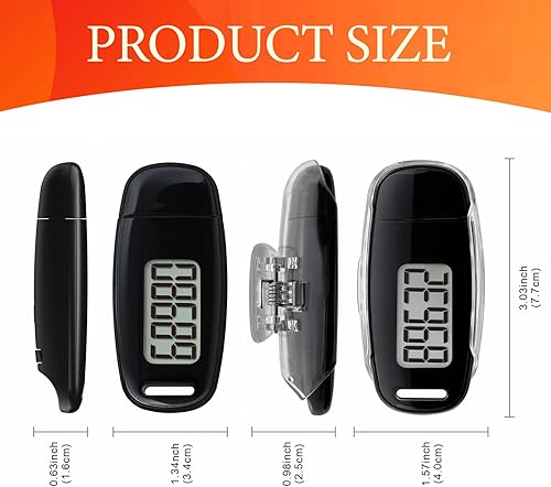 Miniatura 2 de Podómetro 3D para caminar, podómetro para caminar pasos y millas, carga USB con luz de fondo, contador de pasos preciso con clip desmontable y