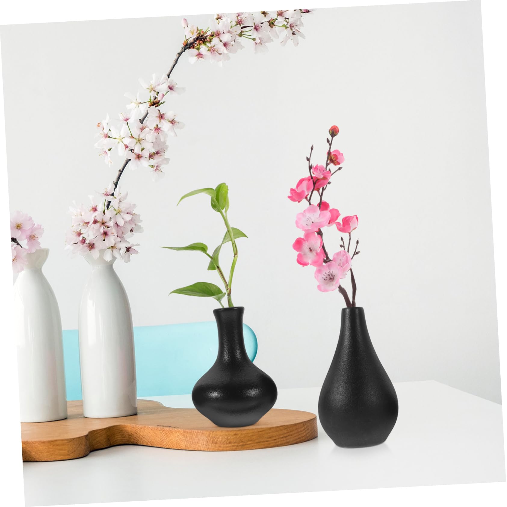 GARVALON 5kawałki Mini Wazon Ceramiczny Stylu Chińskim Elegancka Dekoracja Stół Ceramiczne Pojemniki Kwiaty Do Kwiatów Suszonych i Sztucznych