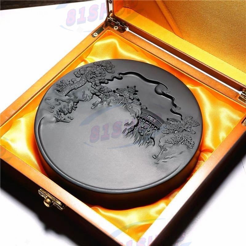 硯 硯 書道硯 中国硯 宋坑 馬肝色 文房具 唐木ケース