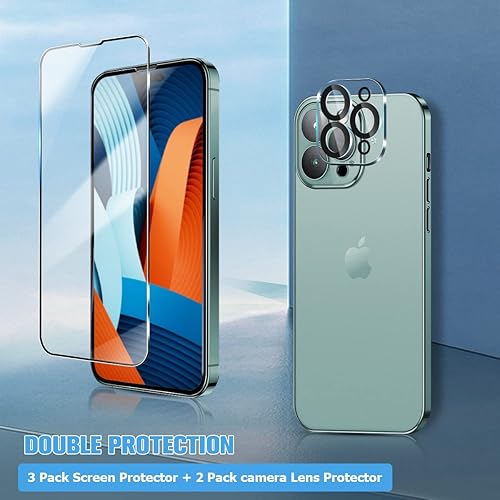 Miniatura 3 de Paquete de 3+2 protectores de pantalla de vidrio y lente de cámara, para iPhone 14 Pro Max, vidrio templado HD y protector de lente de cámara,