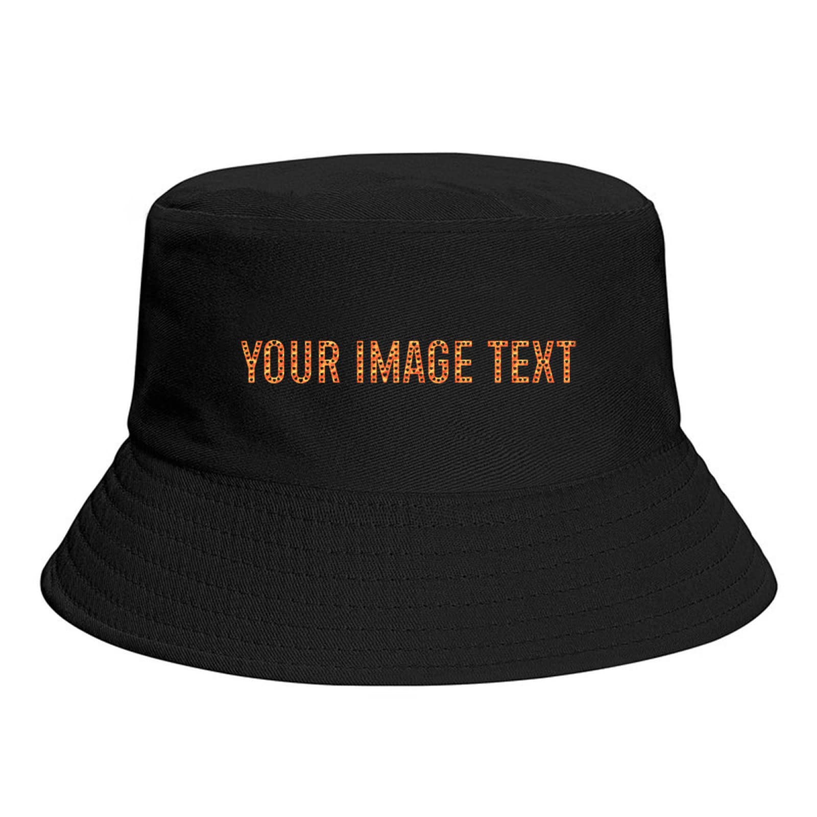 Miujonvy Unisex Black Sun Protection Bucket Hat Customized Image With Text For Women Men Beach Cap