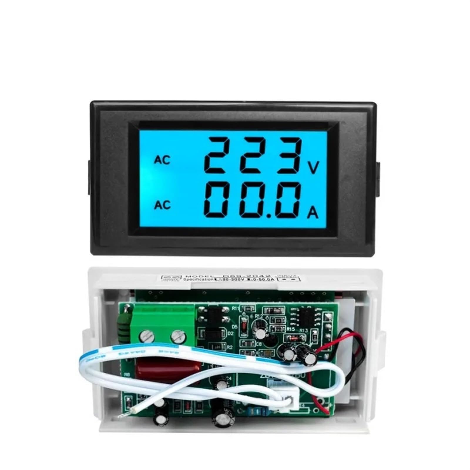 D69-2042 with CT Dual Display Voltmeter Ammeter Car Motocycle Voltage Current Meter AC 80-300V 0-50A 0-100A(Black 0-100A)