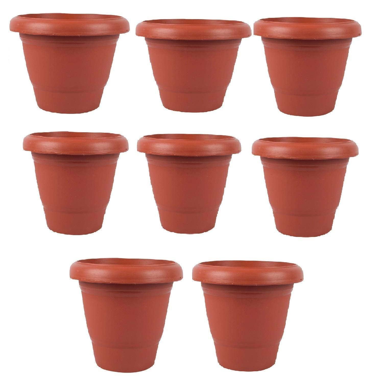 PlantaZee Treated Plastic Round Pot (8 Inches)-Terracotta Color-Set of 8 (B09MRVZZG1) Amazon Price History, Amazon Price Tracker