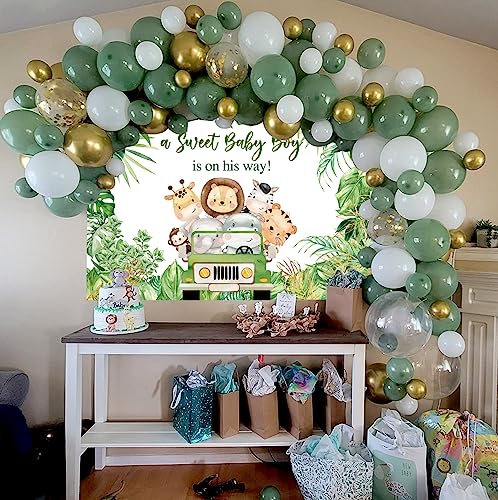 Décoration de fête petit garçon est sur le point de naître thème jungle