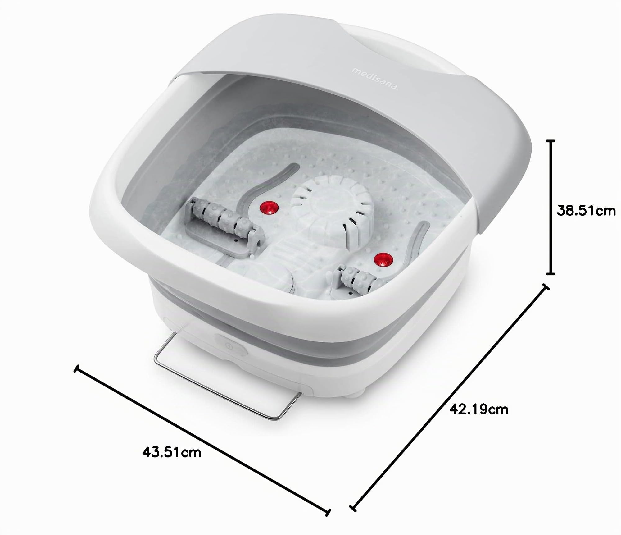 medisana FS 886 pediluvio ellettrico con massaggio, bagno per piedi | massaggiatore per piedi con funzione termica e massaggio, accessori per la pedicure, pieghevole