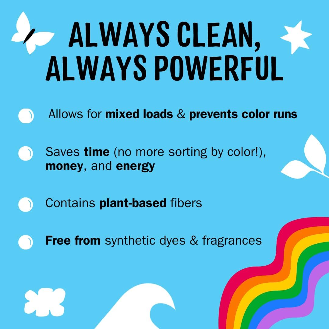 Molly’s Suds Color Shield Sheets for Laundry - Fragrance Free - Prevents Color Runs & Maintains Clothes Original Color - Made with Plant-Based Fibers - 70 Sheets