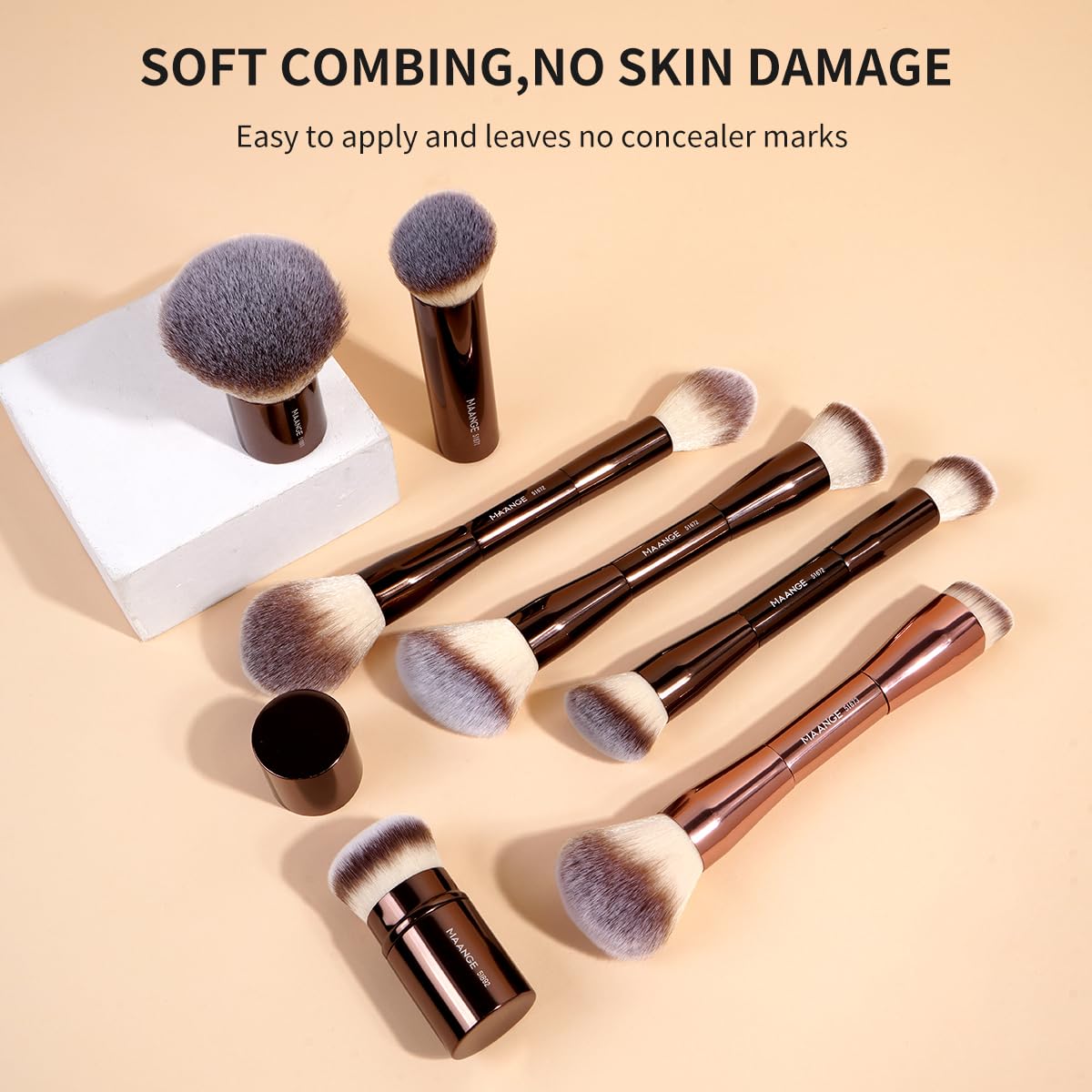 MAANGE Set di 20 pennelli da trucco con custodia, pennelli kabuki a doppia punta, pennelli per fondotinta, correttore, ombretti, crema, cosmetici, blush, strumenti per il trucco del viso, con custodia