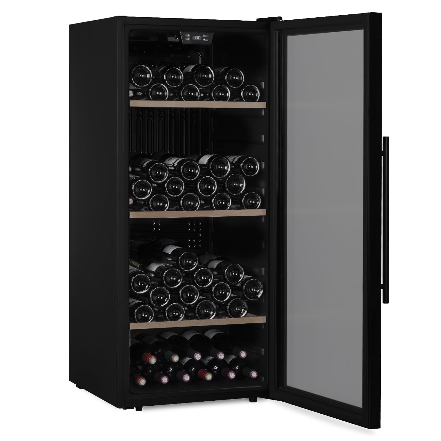 LES PETITS CHAMPS CAVCB122- Vinoteca independiente de 122 botellas, 242L de capacidad, diseño elegante, temperatura ajustable, sistema antivibración, cerradura con llave