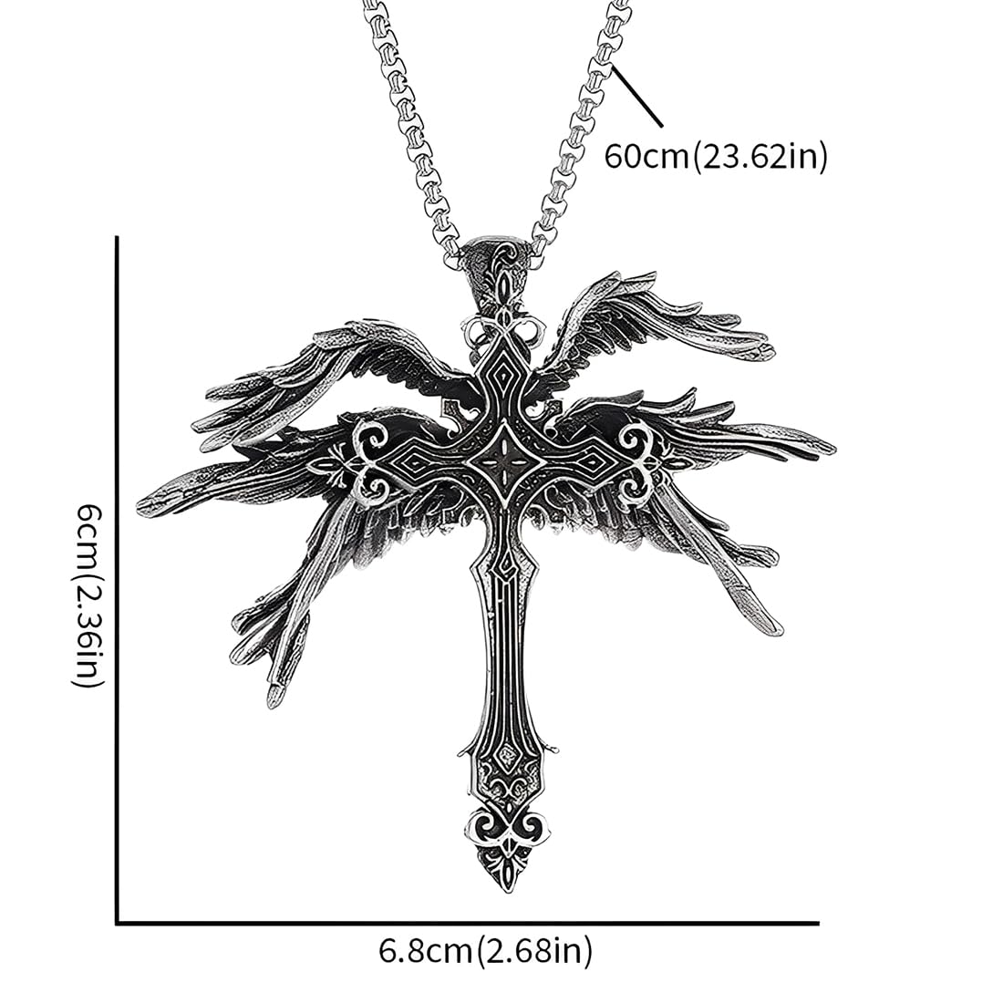 Oidea - Collana Da Uomo Con Ciondolo A Forma Di Croce, In Acciaio INOX
