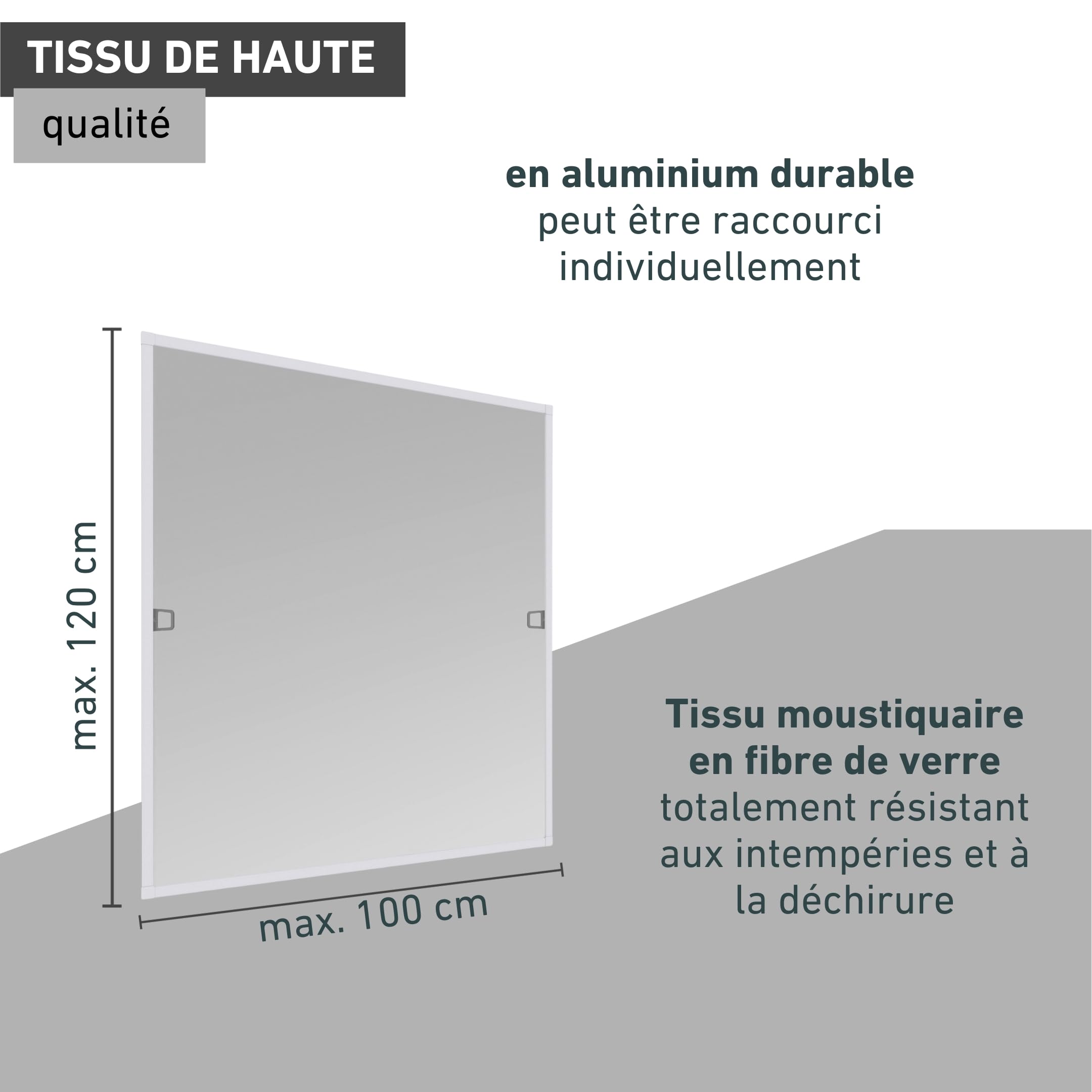 Windhager 04504 Basic Moustiquaire pour fenêtre à cadre tendeur Blanc 100 x 120 cm