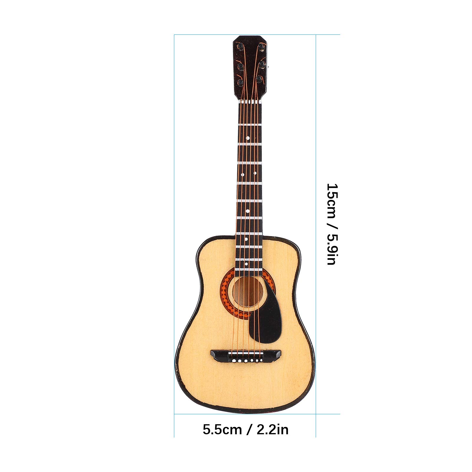 drewniana gitara miniatura, muzyczna ozdoba czarna 15 cm for domku dla lalek