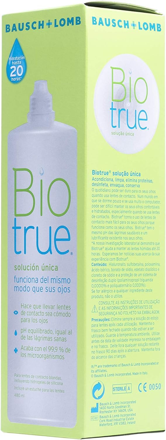 Biotrue Bausch + Lomb Solución Única 300ml + 180ml gratis para lentes de contacto blandas