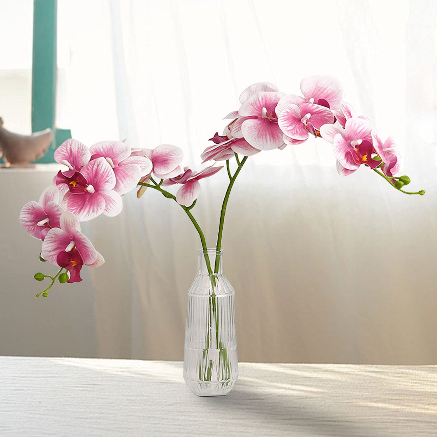 Amazon｜ピンクオーキッド人工花 38インチ 蘭の茎 2個 シルク