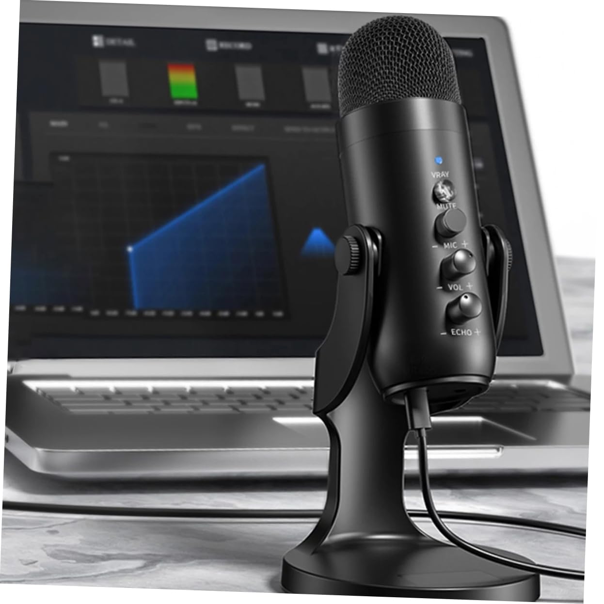 IMIKEYA USB Kondensatormikrofon für PC und Laptop mit Hoher Empfindlichkeit Schwarzes Abs Material für Live Streaming und Präzise Sprachaufnahme Am Schreibtisch