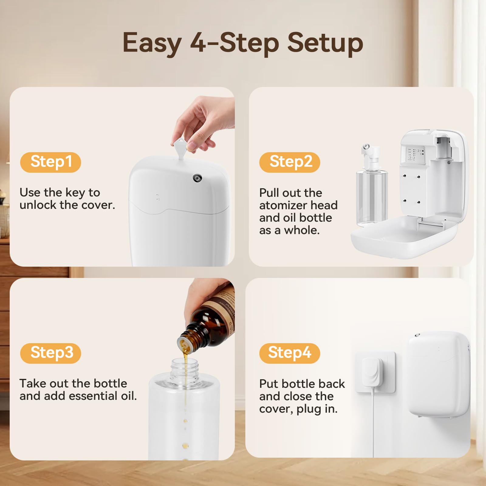 Diffusore di oli essenziali senz'acqua con controllo tramite app Bluetooth, macchina intelligente per profumo, copre fino a 3000 mq per casa, hotel e spa, diffusore silenzioso per aromaterapia