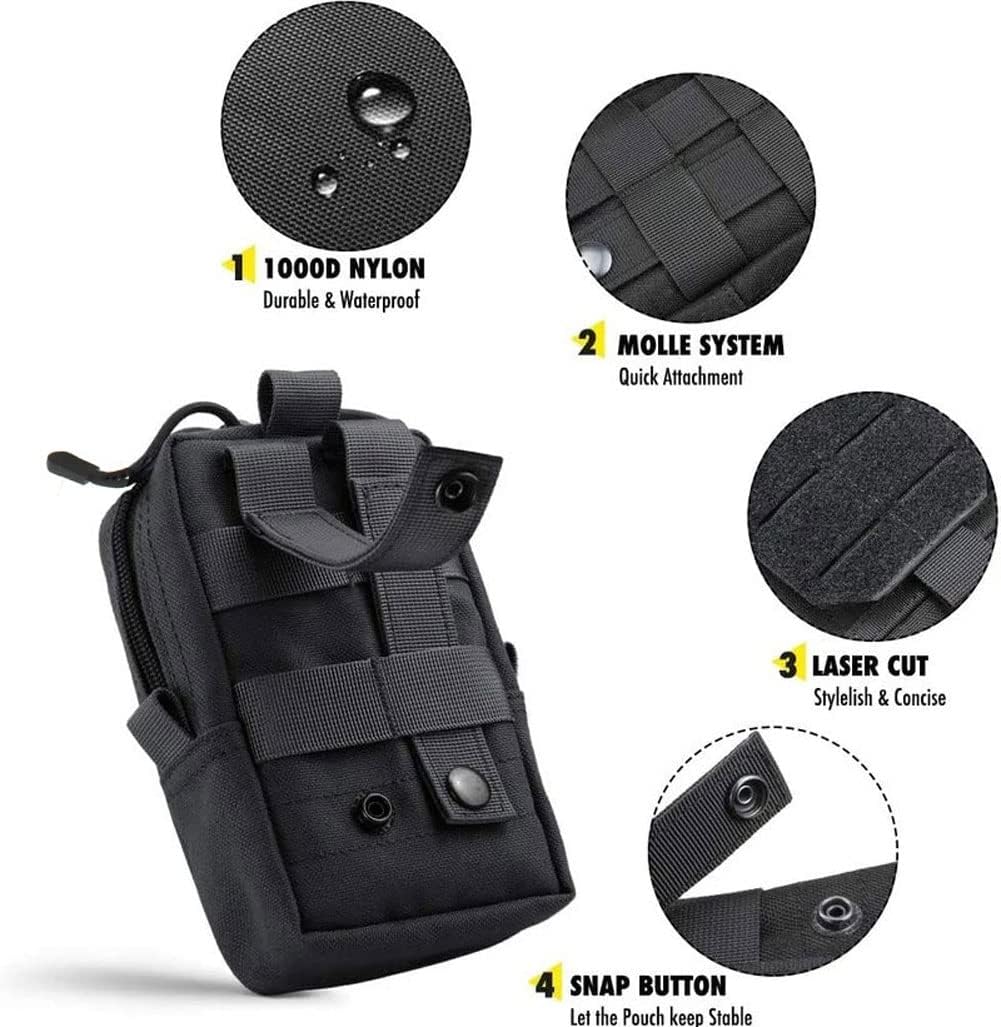 Molle - Organizador de respaldo de asiento, bolsa organizadora universal táctica para asiento trasero de coche con 5 bolsas desmontables para coche, camión, vehículo Jeep (negro)