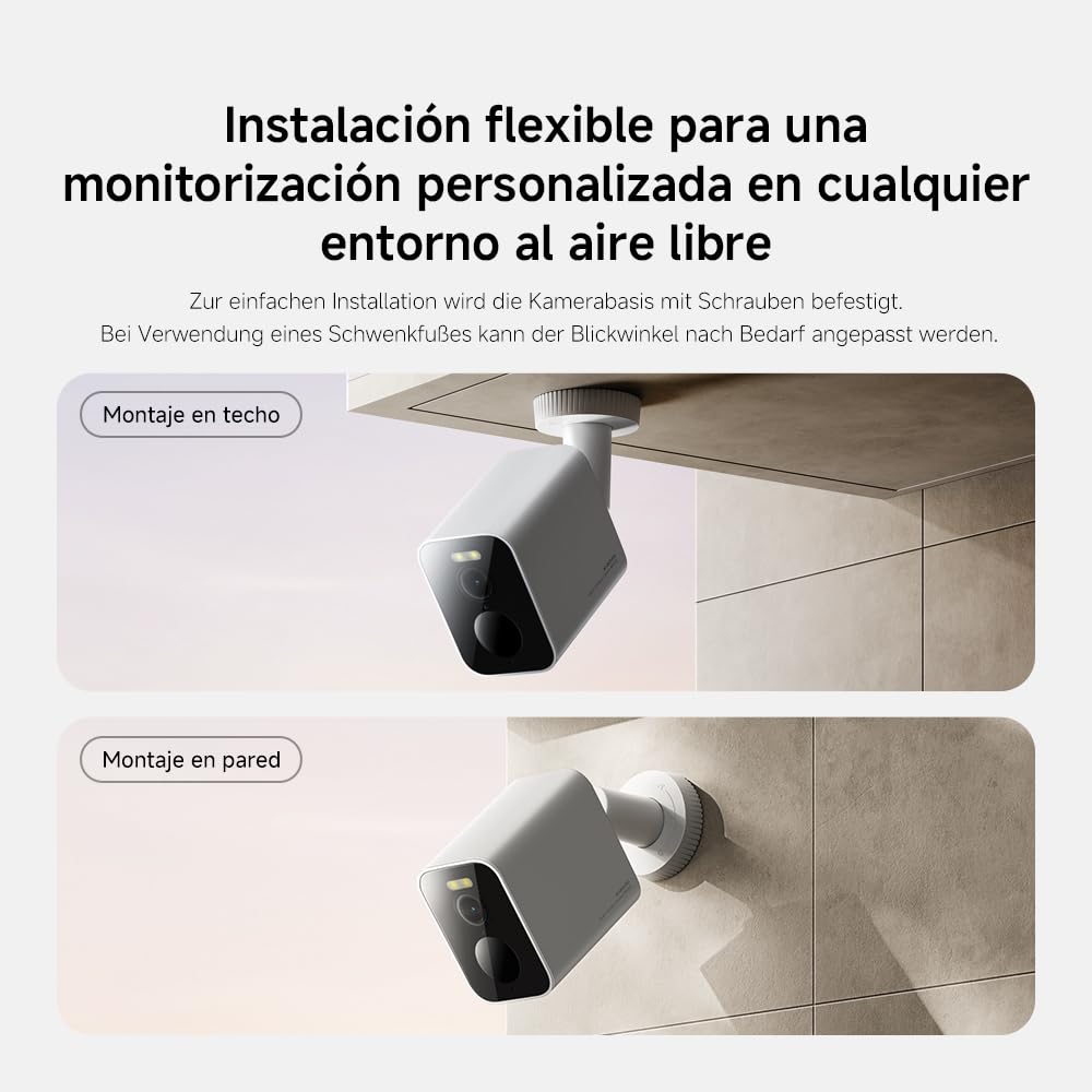 XIAOMI Outdoor Camera BW300, Cámara Exterior con batería de Larga duración, resolución 2k, IP67, Nocturna a Color, 130º, Blanco