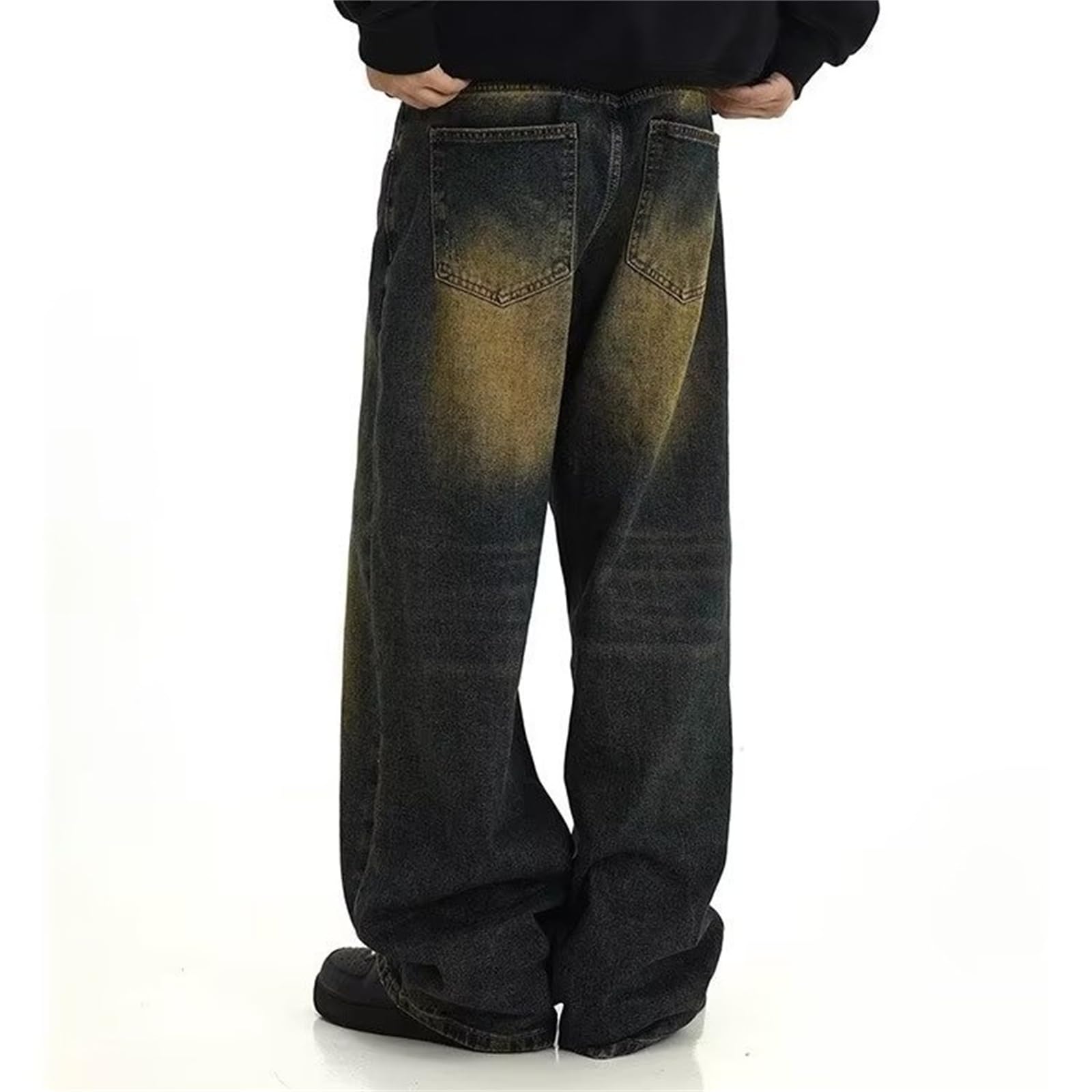 Jeans Maschio Pantaloni da Uomo Regular Straight Leg Pants Vintage Elegante Lavaggio Baggy Moda Streetwear Denim Pantaloni